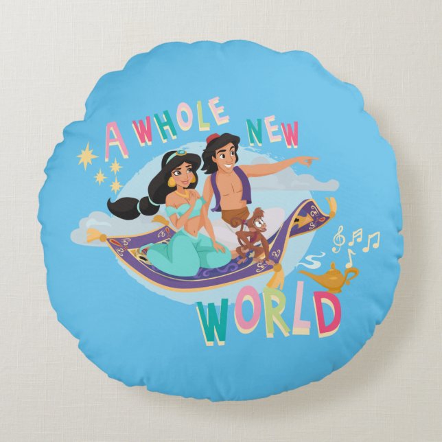 Coussins Ronds Balade en moquette Jasmine et Aladdin| Un nouveau  (Devant)