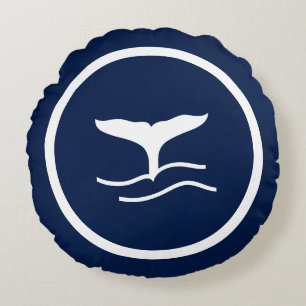 Coussins Ronds Baleines bleues de la Marine