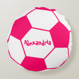 Coussins Ronds Balle de soccer rose