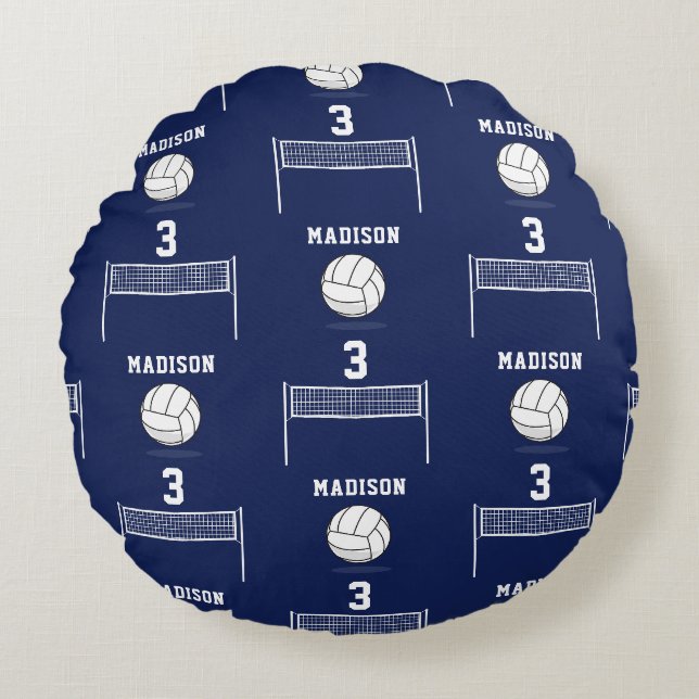 Coussins Ronds Balle de volley-ball personnalisée et Motif Net (Devant)