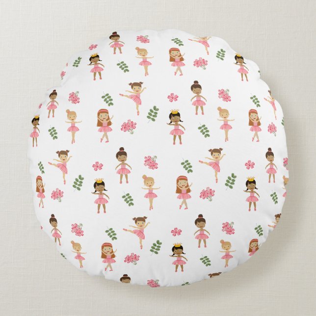 Coussins Ronds Ballet Pink Ballerinas Motif dansant (Devant)