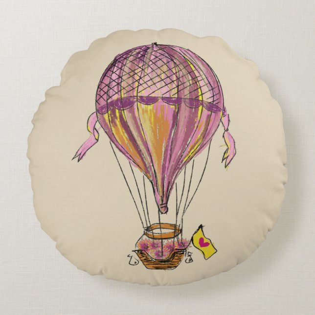 Coussins Ronds Ballon Hotair gratuit (Devant)
