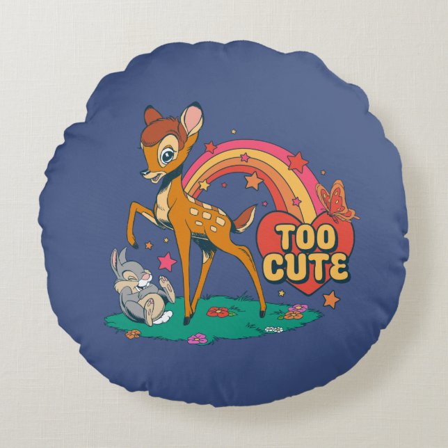 Coussins Ronds Bambi et ses amis | Trop mignon (Devant)