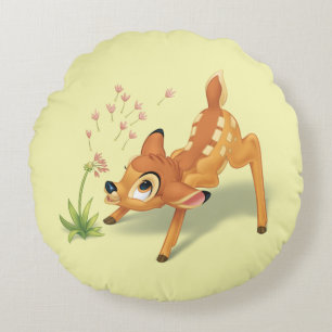 Coussins Ronds Bambi regarde les graines de Dandelion voler