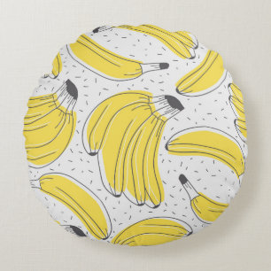 Coussins Ronds Bananes fraîches dessinées à la main arrière - pla