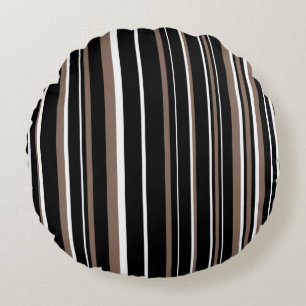 Coussins Ronds Bande de code-barres noire, Brown et blanche