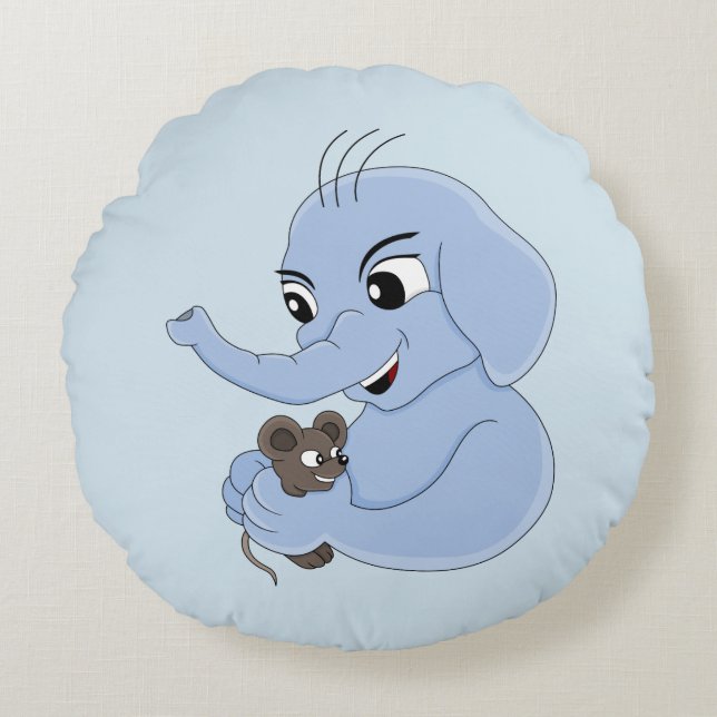 Coussins Ronds Bande dessinée de garçon d'éléphant mignon autour  (Devant)
