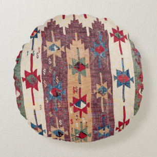 Coussins Ronds Bande horizontale Kilim Bandes vert pourpre