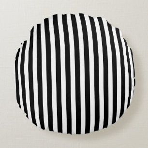 Coussins Ronds Bandes de bonbons noir et blanc