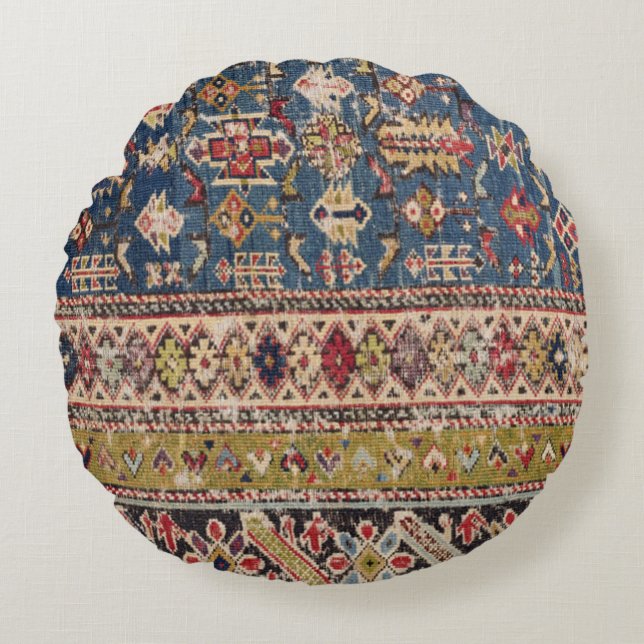 Coussins Ronds Bandes de moutarde Dustard Blue Green Kuba II  (Devant)