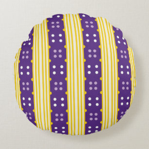 Coussins Ronds Bandes et points jaune pourpre