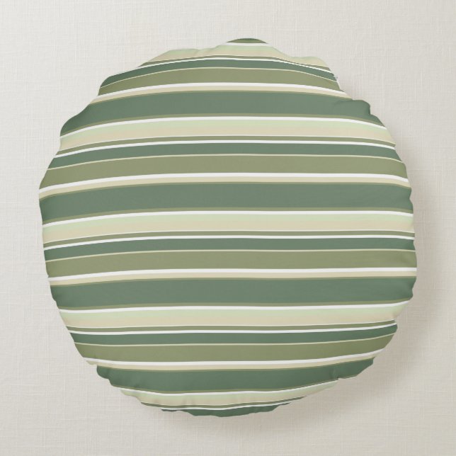 Coussins Ronds Bandes vert olive (Dos)