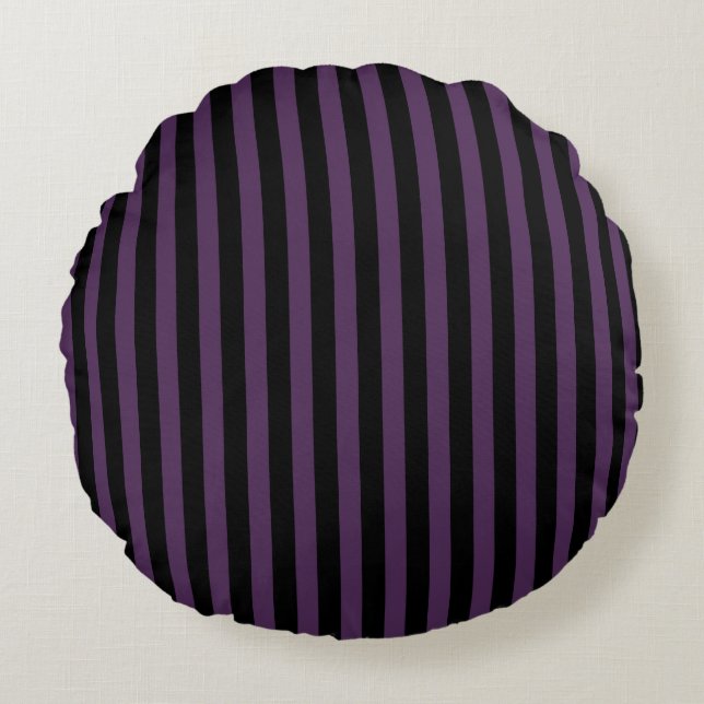 Coussins Ronds Bandes violettes foncées et noires (Devant)