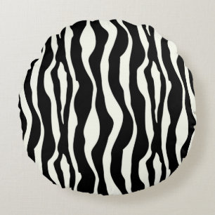 Coussins Ronds Bandes zébrées - Noir et Blanc