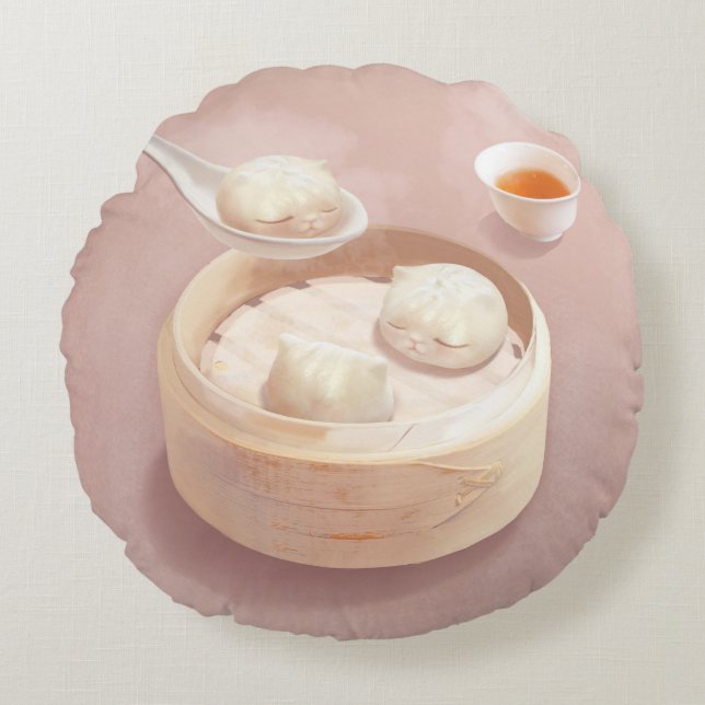 Coussins Ronds Bao Baby - Tea Time Bao Buddies (Devant)