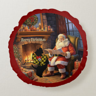 Coussins Ronds Barclay Scottie Dog & Père Noël Noël personnalisé
