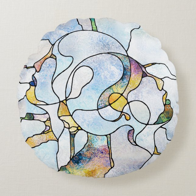 Coussins Ronds Barres arc-en-ciel, unité en vitrail (Devant)