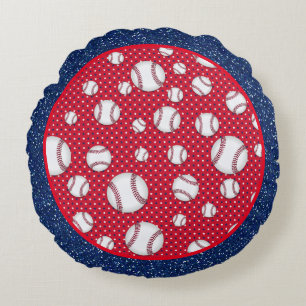 Coussins Ronds Baseball rouge blanc et bleu