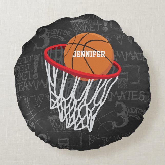 Coussins Ronds Basket-ball et cerceau de tableau de bord personna (Dos)