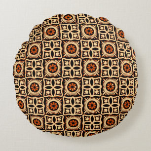 Coussins Ronds Batik abstrait, motif textile sans soudure.