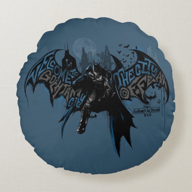 Coussins Ronds Batman Gotham City Paint Drip Graphic (Devant)