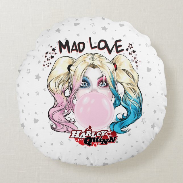 Coussins Ronds Batman | Mad Love Harley Quinn Chewing Bubble Gum (Devant)