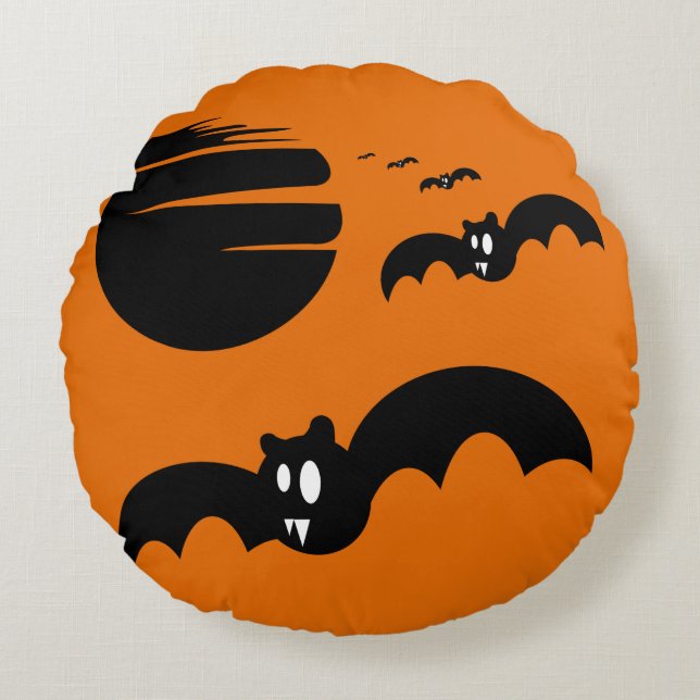 Coussins Ronds Bats d'Halloween (Devant)