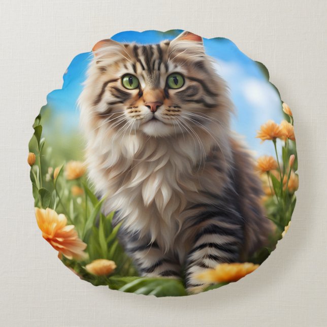 Coussins Ronds Beau chats beau jardin (Devant)