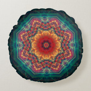 Coussins Ronds Beau kaléidoscope à fleurs multicolores motif