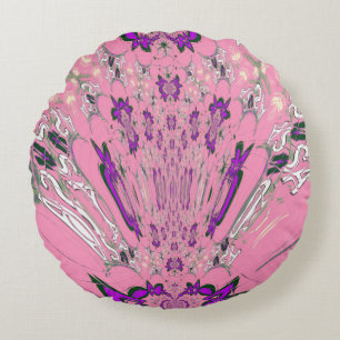 Coussins Ronds Beau motif de teinte violet rose bébé monogramme