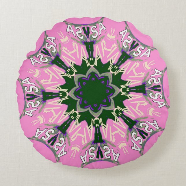 Coussins Ronds Beau motif de teinte violet rose bébé monogramme (Devant)