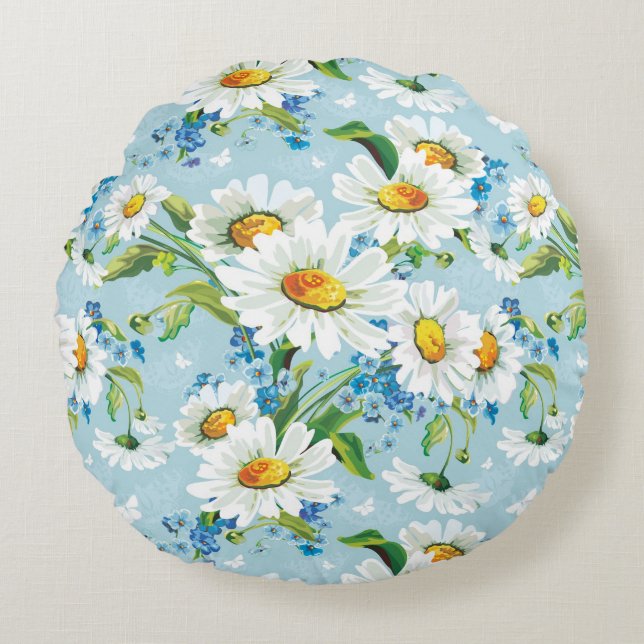 Coussins Ronds Beau motif floral lumineux élégant 2 (Devant)