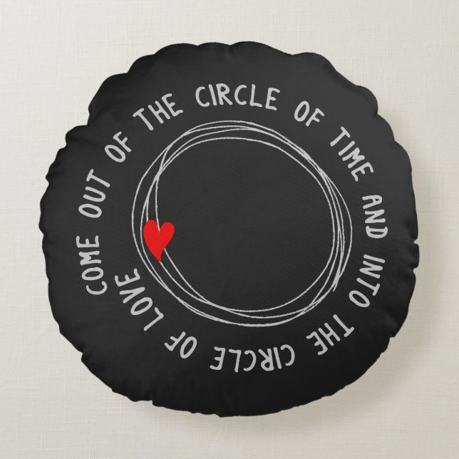 Coussins Ronds Beau Texte Dans Le Cercle De L'Amour (Devant)