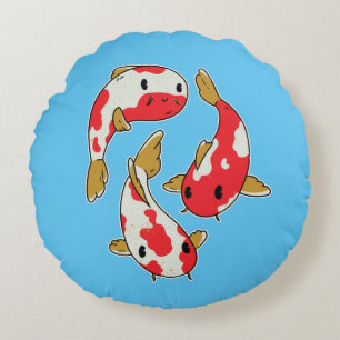 Coussins Ronds Beaux poissons Koï de dessin animé