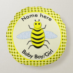 Coussins Ronds Bébé jaune mignon abeille Genre Révéler Neutre Per