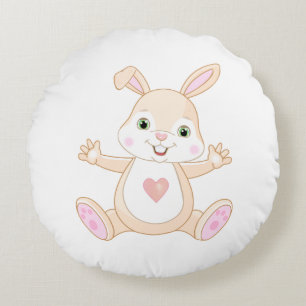 Coussins Ronds Bébé mignon orange sur blanc