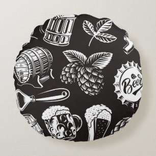 Coussins Ronds Beer seamless pattern in vintage styleart, backgro