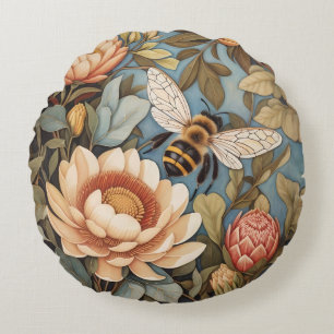 Coussins Ronds Belle Abeille De Jardin Avec Fleurs Protea