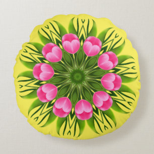 Coussins Ronds Belle Fleur Mandala Design