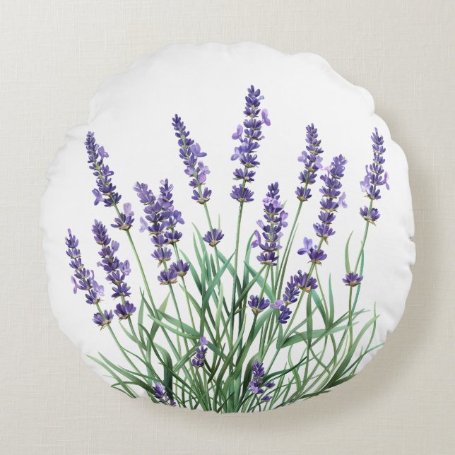 Coussins Ronds Belle Lavande Jardin Fleur Floral (Devant)