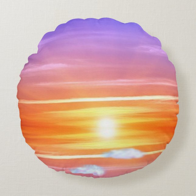 Coussins Ronds Belle Oreiller Rond Lever de Soleil (Devant)