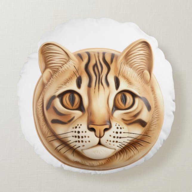 Coussins Ronds Bengale Chat 3D inspiré (Devant)