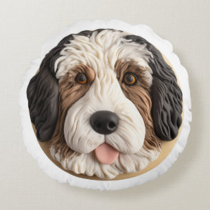 Coussins Ronds Bernedoodle Chien 3D inspiré