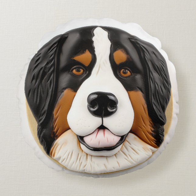 Coussins Ronds Bernois Mountain Dog 3D inspiré (Devant)