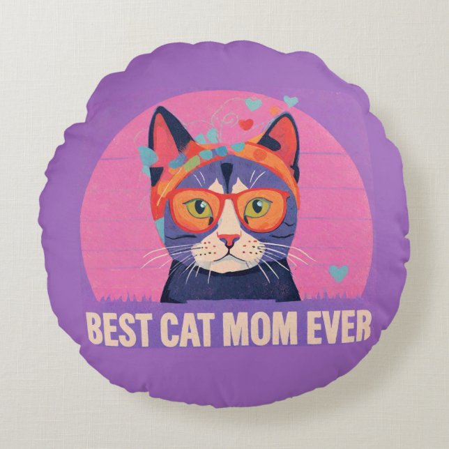 Coussins Ronds Best Cat Mom (Devant)
