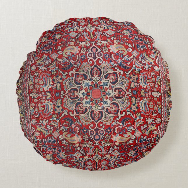 Coussins Ronds Bijar Perse fine Rouge Bleu Jaune  (Devant)