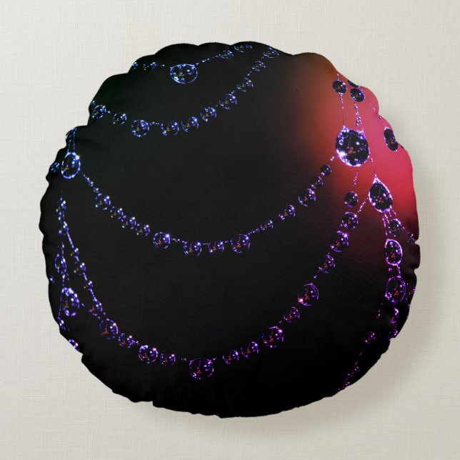 Coussins Ronds Bijoux Spiderweb noir rose violet (Devant)