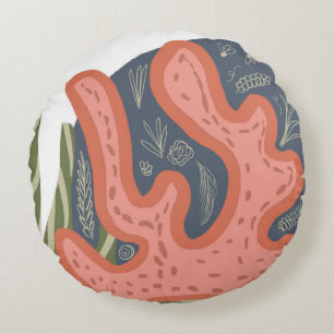 Coussins Ronds Bio Coral Reef Botanique Floral Beach Art