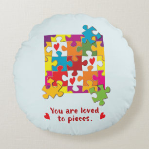 Coussins Ronds Birthday Boy Puzzle Amour aux pièces