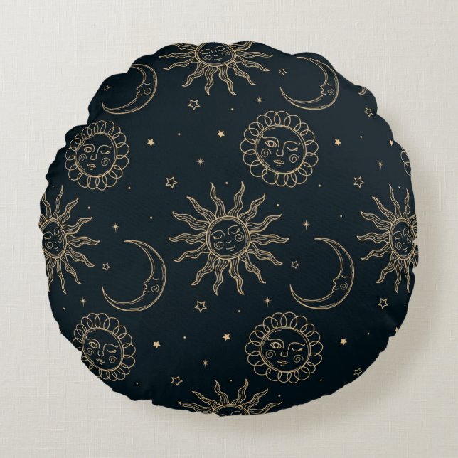 Coussins Ronds Black colour Round Pillow (Devant)